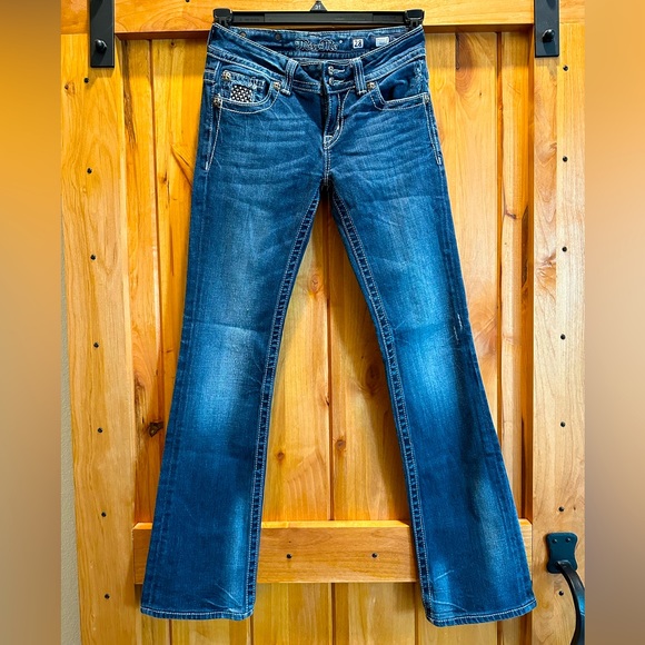 Miss Me Distressed Boot Cut Denim Jeans Size 28 - Picture 3 of 13